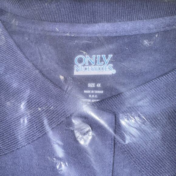 Only Necessities Women's Plus Size 4X Top Polo Navy Blue New In Package SS - Picture 1 of 4